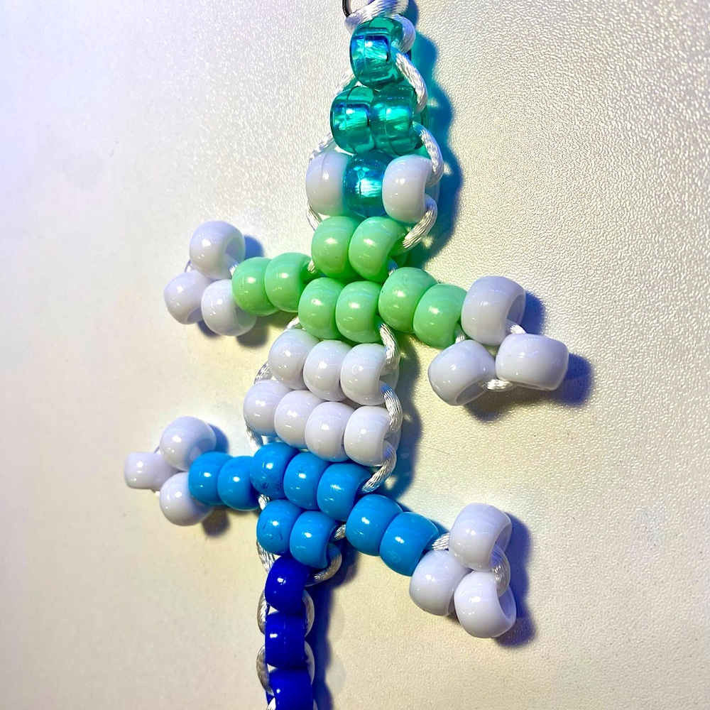 handmade LGBTQ gay pride gecko lizard bead keychain